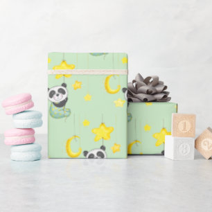 Baby Panda en sterren Cadeaupapier