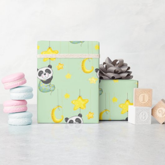 Baby Panda en sterren Cadeaupapier (Baby Shower)