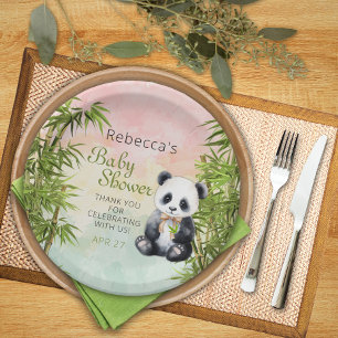 Baby Panda Genderneutraal Baby shower Papieren Bordje
