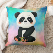 Baby Panda houdt een stuk bamboe vast Kussen (Deken)