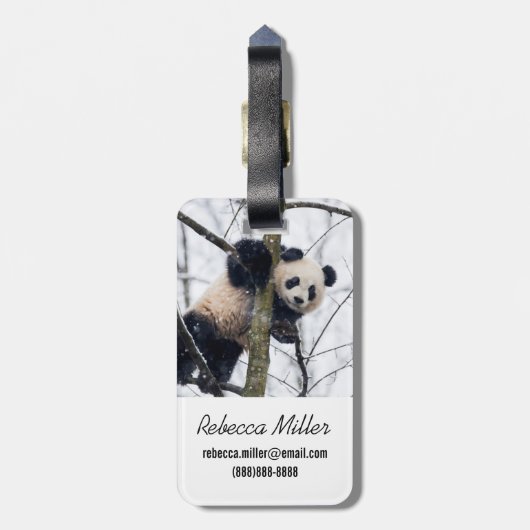 Baby Panda in Boom Bagagelabel (Achterkant verticaal)