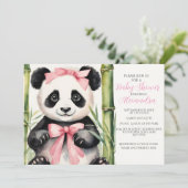 Baby Panda Meisje Baby shower Uitnodiging (Staand voorkant)