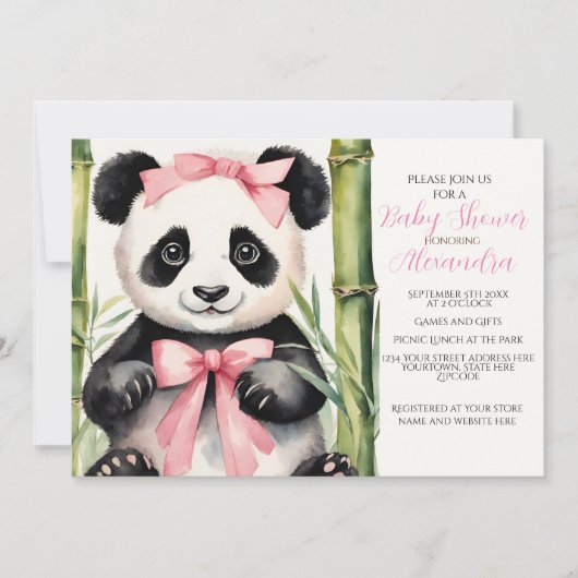 Baby Panda Meisje Barly Wacht Baby shower Kaart (Voorkant)