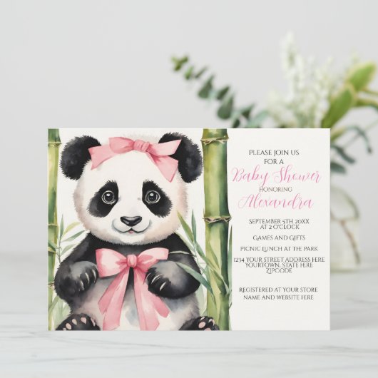 Baby Panda Meisje Barly Wacht Baby shower Kaart (Staand voorkant)