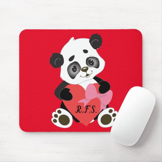 Baby Panda met Heart Red Muismat (Met muis)