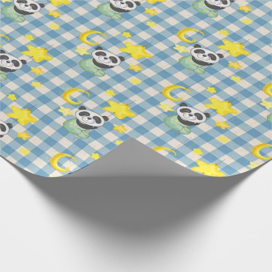 Baby Panda met Moon en Stars Cadeaupapier (Hoek)