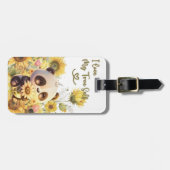 Baby panda met zonnebloem Bagagelabel (Voorkant horizontaal)