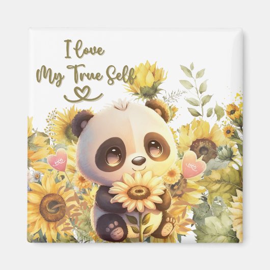 Baby Panda met zonnebloem magneet (Voorkant)