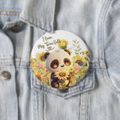 Baby panda met zonnebloem ronde Button (In situ)