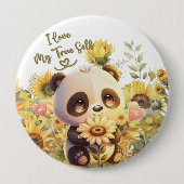 Baby panda met zonnebloem ronde Button (Voorkant)