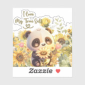 Baby Panda Met Zonnebloem Sticker (Vel)