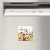 Baby Panda met Zonnebloemmagneet Magneet (Insitu (Vaatwasser))