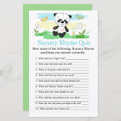 Baby panda Nursery Rhyme Quiz baby shower game (Voorkant / Achterkant)
