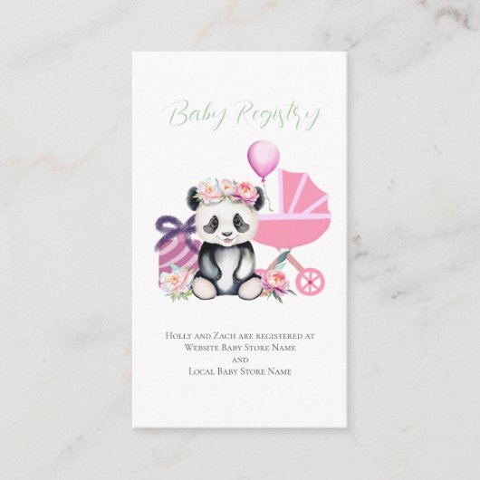 Baby Panda Peonies Oerwoud Baby Gift Registry Informatiekaartje (Voorkant)
