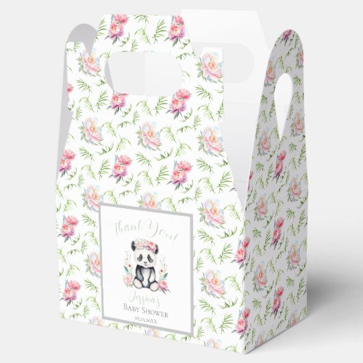 Baby Panda Peonies Oerwoud Baby shower Bedankdoosjes (Geopend)