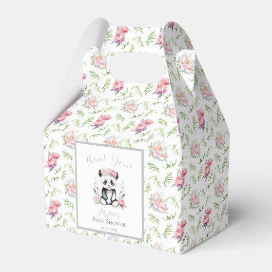 Baby Panda Peonies Oerwoud Baby shower Bedankdoosjes (Voorkant Zijde)