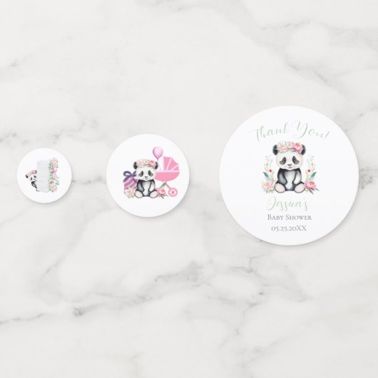 Baby Panda Peonies Oerwoud Baby shower Confetti (Achterkanten)