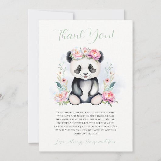 Baby Panda Peonies Oerwoud Baby shower Kaart (Voorkant)