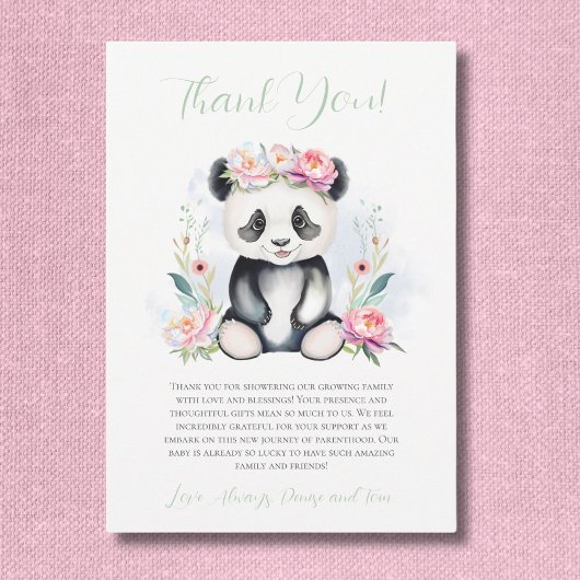 Baby Panda Peonies Oerwoud Baby shower Kaart