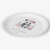 Baby Panda Peonies Oerwoud Baby shower Papieren Bordje (Gekanteld)