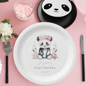 Baby Panda Peonies Oerwoud Baby shower Papieren Bordje