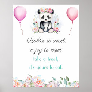 Baby Panda Pioenrozen Jungle Baby Dessert Poster