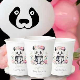 Baby Panda Pioenrozen Jungle Baby Shower Papieren Bekers