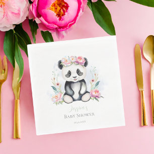 Baby Panda Pioenrozen Jungle Baby Shower Servet