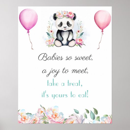 Baby Panda Pioenrozen Oerwoud Baby Dessert Poster (Voorkant)