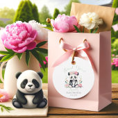 Baby Panda Pioenrozen Oerwoud Baby shower Dank u Bedankjes Labels