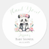 Baby Panda Pioenrozen Oerwoud Baby shower Dank u Ronde Sticker (Voorkant)