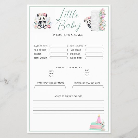 Baby Panda Pioenrozen Oerwoud Baby voorspellingen Flyer (Voorkant)