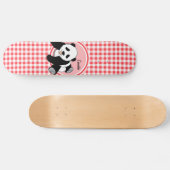 Baby Panda; Rode en Witte Gingham Persoonlijk Skateboard (Horizontaal)