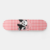 Baby Panda; Rode en Witte Gingham Persoonlijk Skateboard (Horizontaal)