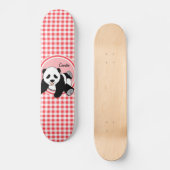 Baby Panda; Rode en Witte Gingham Persoonlijk Skateboard (Voorkant)