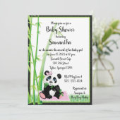Baby Panda Roze uitnodiging (Staand voorkant)