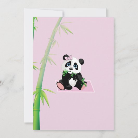 Baby Panda Roze uitnodiging (Achterkant)