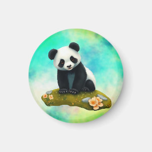 Baby Panda ruikt de bloemen Magneet