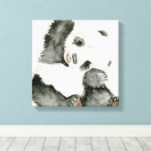 Baby Panda | Schuine en gier Canvas Afdruk (Insitu (Houten vloer))