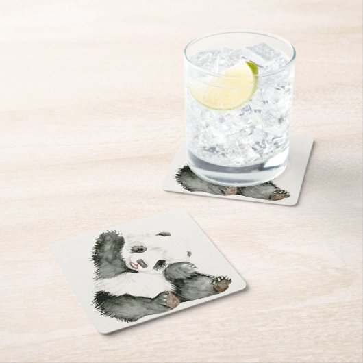 Baby Panda | Schuine en gier Kartonnen Onderzetters (Insitu)