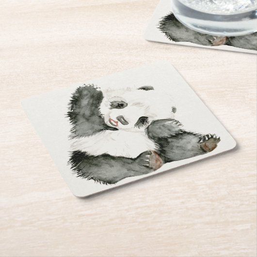 Baby Panda | Schuine en gier Kartonnen Onderzetters (Schuin)