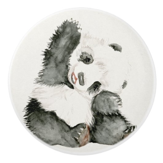 Baby Panda | Schuine en gier Keramische Knop (Voorkant)