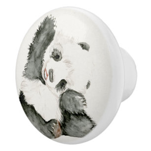 Baby Panda Schuine en gier Keramische Knop