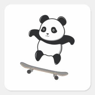 Baby Panda Skateboard Vierkante Sticker