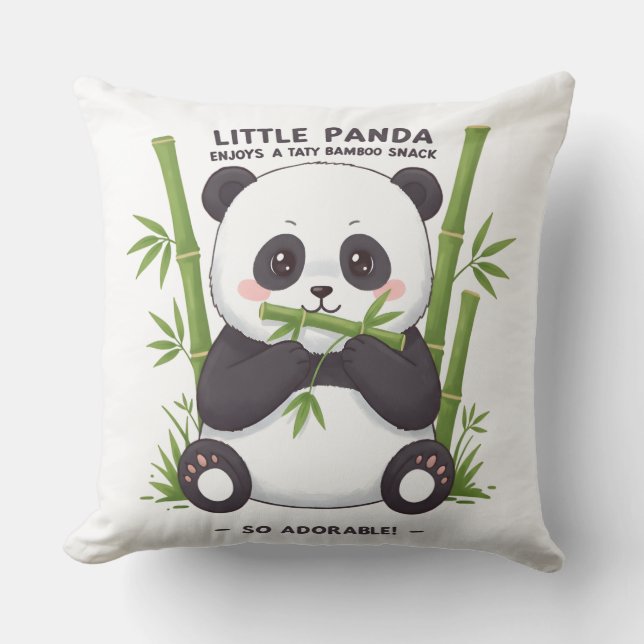 Baby Panda Snack Tijd Grafisch Ontwerp Kussen (Voorkant)