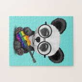 Baby Panda Spelend Rainbow Flag Guitar Legpuzzel (Horizontaal)