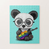 Baby Panda Spelend Rainbow Flag Guitar Legpuzzel (Verticaal)