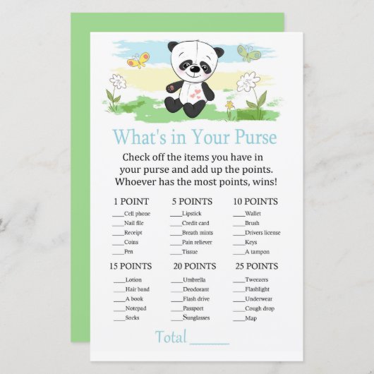 Baby panda Wat zit er in je handtas? (Voorkant / Achterkant)