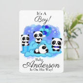 Baby Pandas Boy Baby shower Uitnodiging (Staand voorkant)