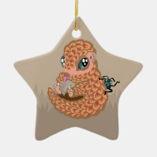 Baby pangoline met anticoagulans keramisch ornament